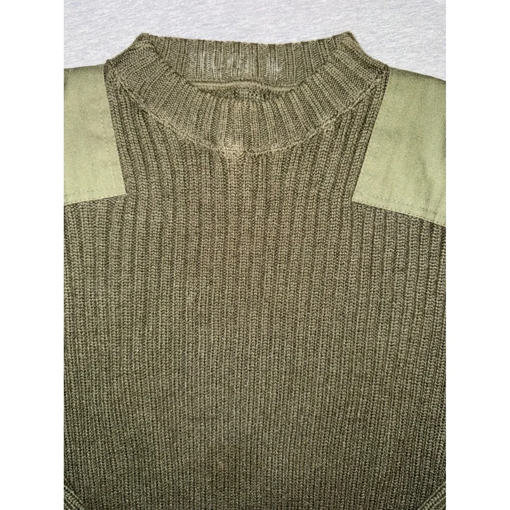 Vintage Military Wool Commando Sweater Mens Small Olive Green Workwear Gorp